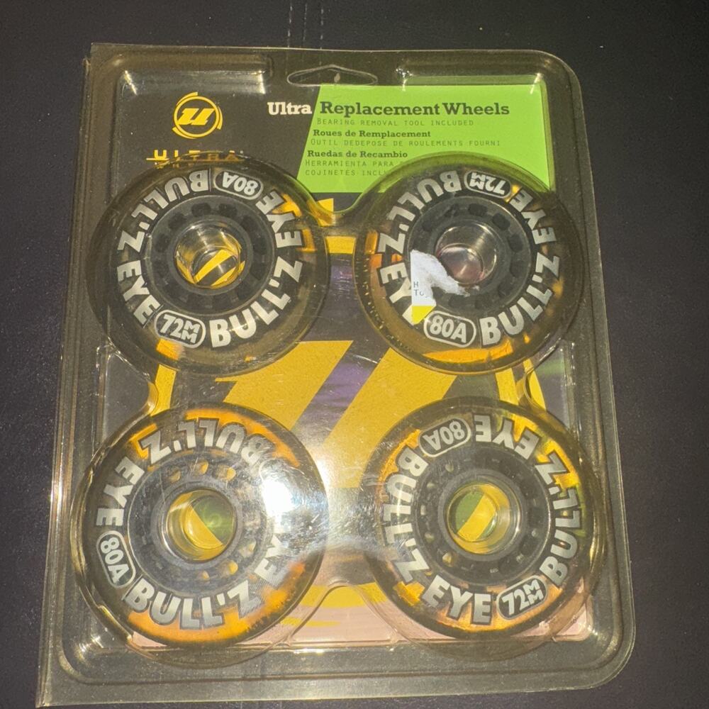 Ultra Wheels Replacement Bullzeye Rollerblade Inline Skates New + Extras 72mm